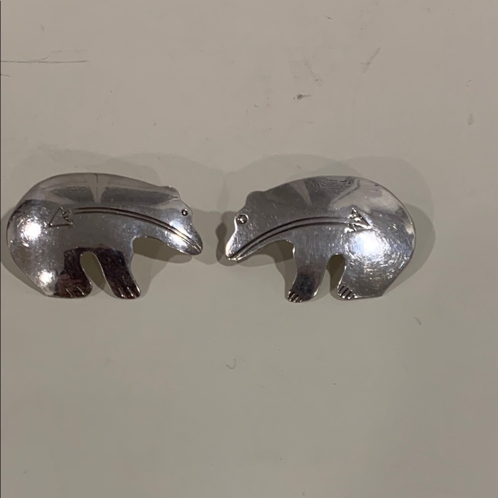 Vintage Spirit Bear Sterling Silver Stud Earrings